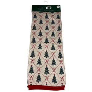 Christmas Tree Table Runner Red Green Holiday Decor Cotton 14x72 Winter Xmas